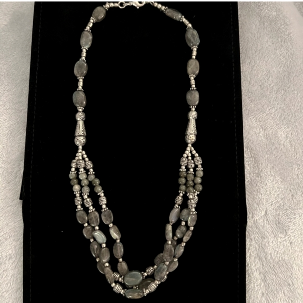 NWOT Artisan Triple Strand Labradorite Necklace